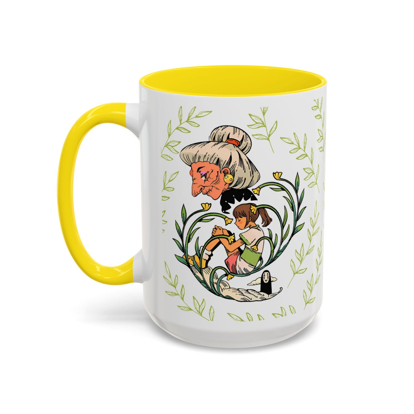 Spirited Away Chihiro Accent Mug – Studio Ghibli Coffee Cup with Colored Handle – 11oz & 15oz Ceramic Anime Gift