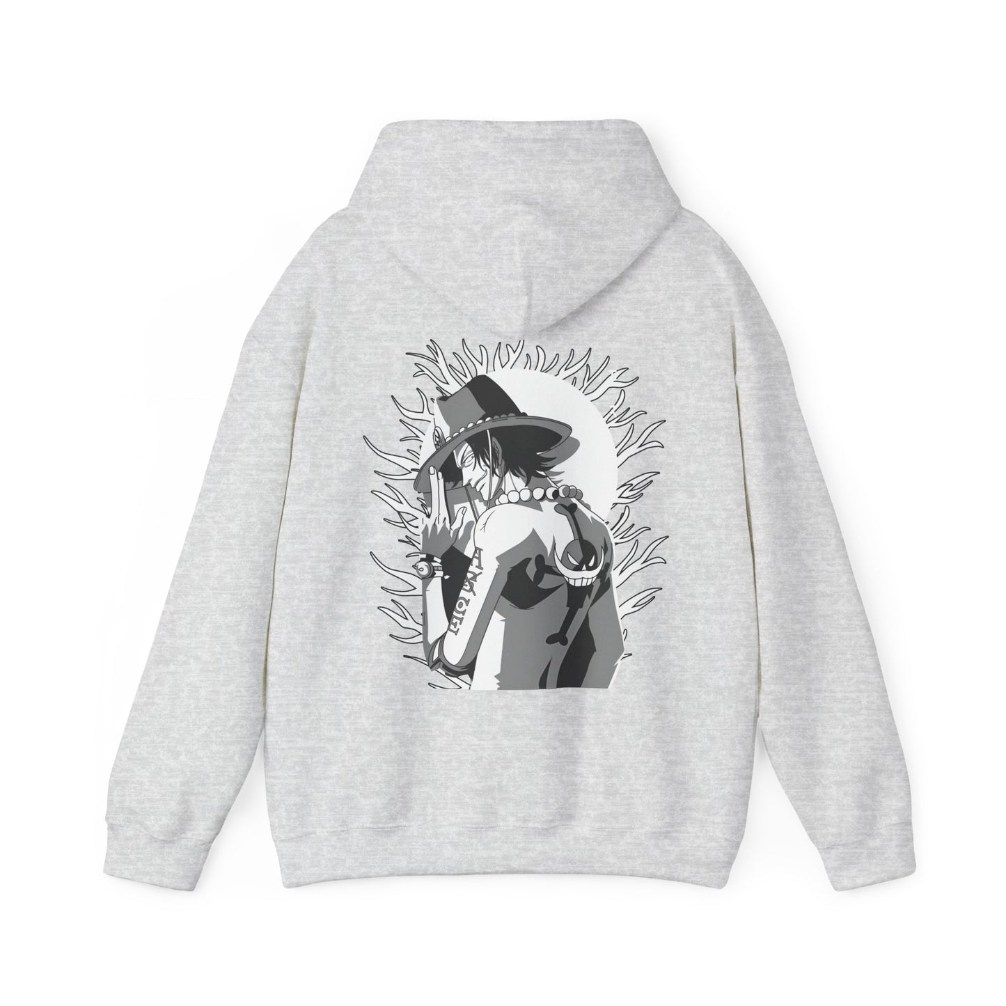Portgas D. Ace One Piece Back Print Hoodie – 100% Cotton Anime Hoodie for Fire Fist Fans