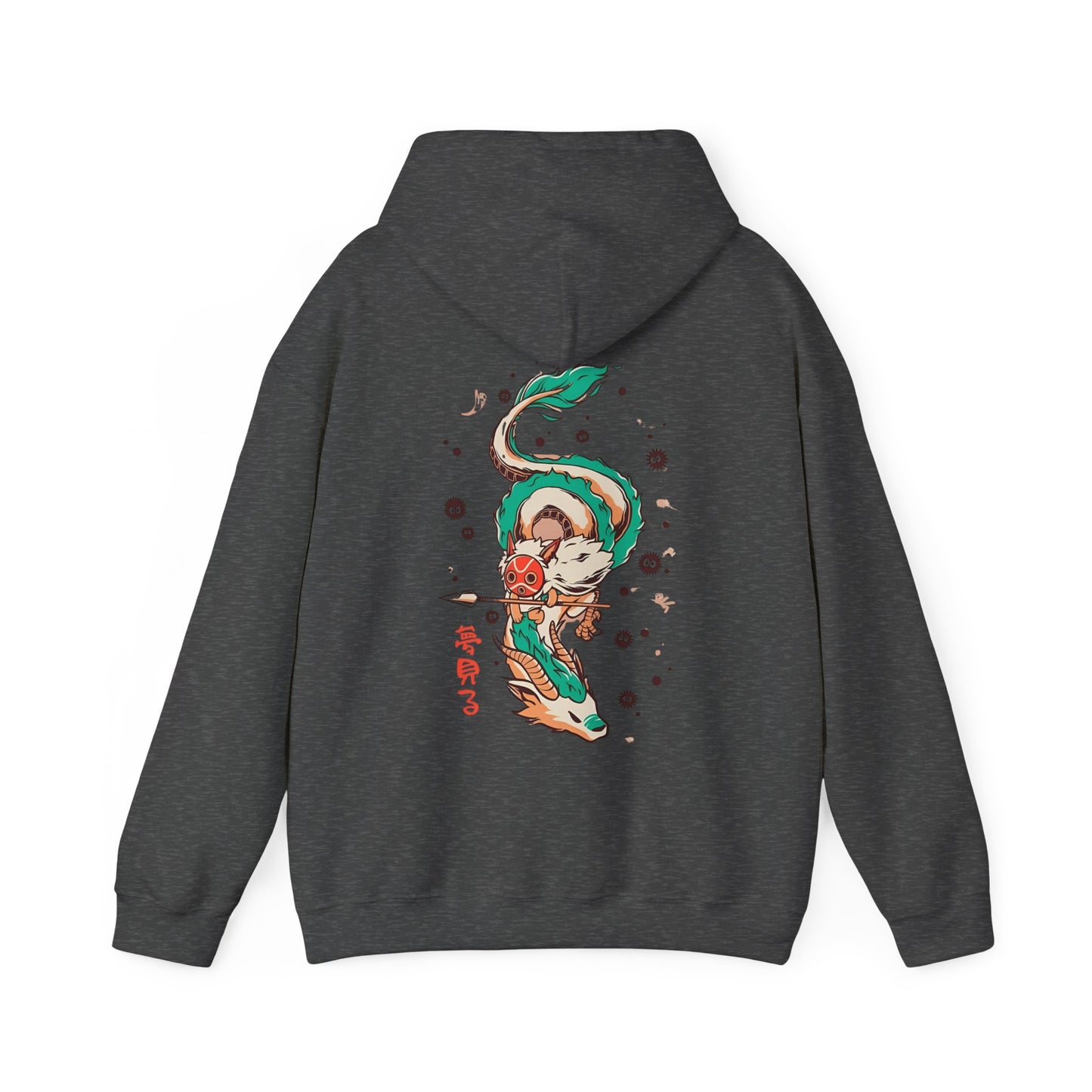 Haku and Princess Mononoke Back Print Hoodie – 100% Cotton Studio Ghibli Anime Sweatshirt