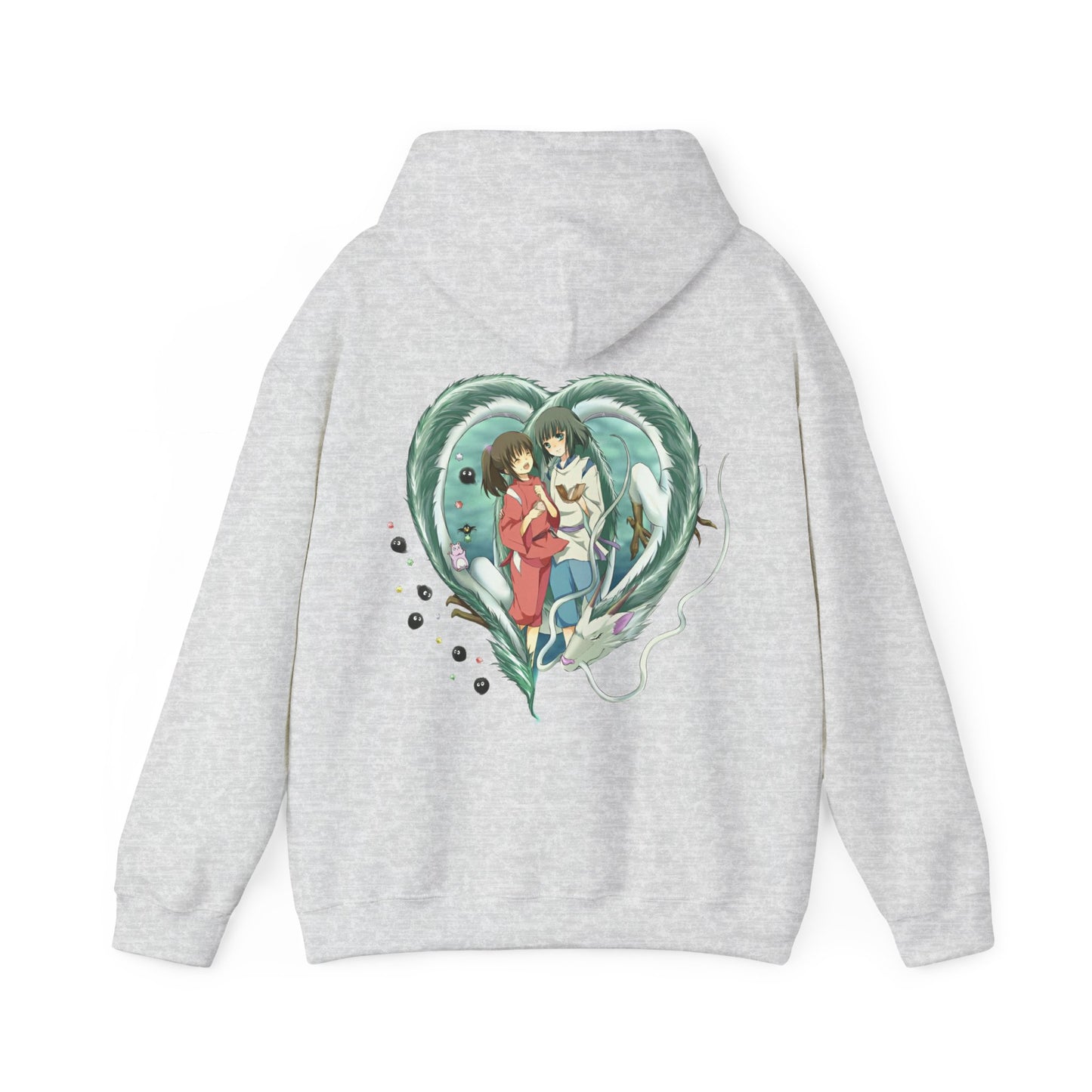 Chihiro and Haku Back Print Hoodie – 100% Cotton Spirited Away Anime Hoodie for Studio Ghibli Fans