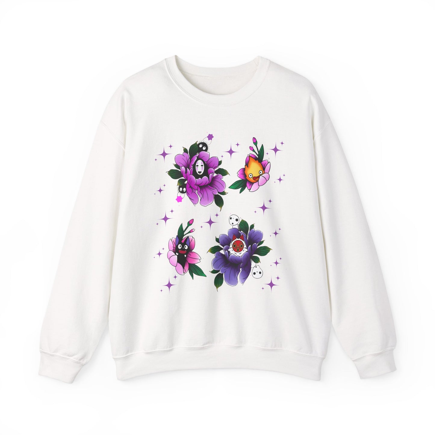 Flowers Studio Ghibli Sweatshirt – 100% Cotton Floral Anime Pullover for Ghibli Fans