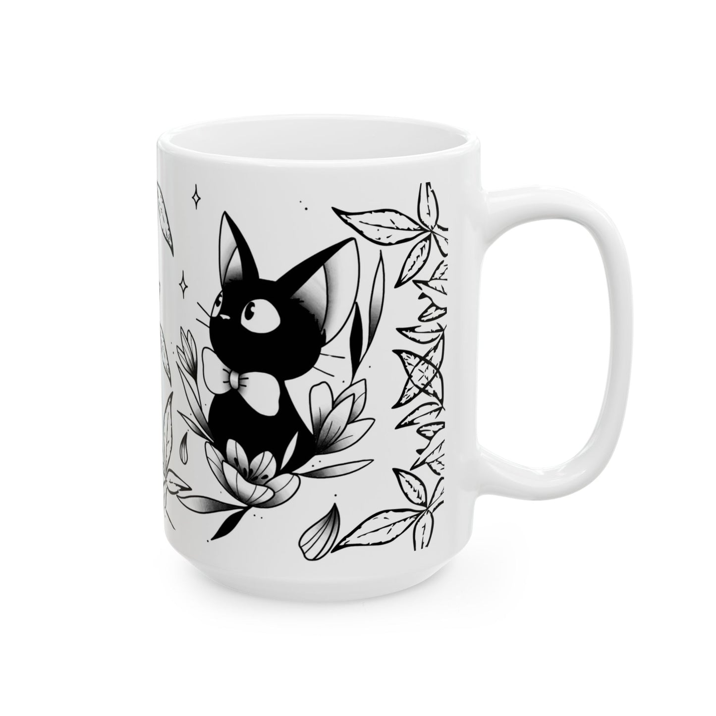 Jiji Cat Studio Ghibli Mug – 11oz & 15oz Ceramic Coffee Cup – Kiki’s Delivery Service Anime Gift