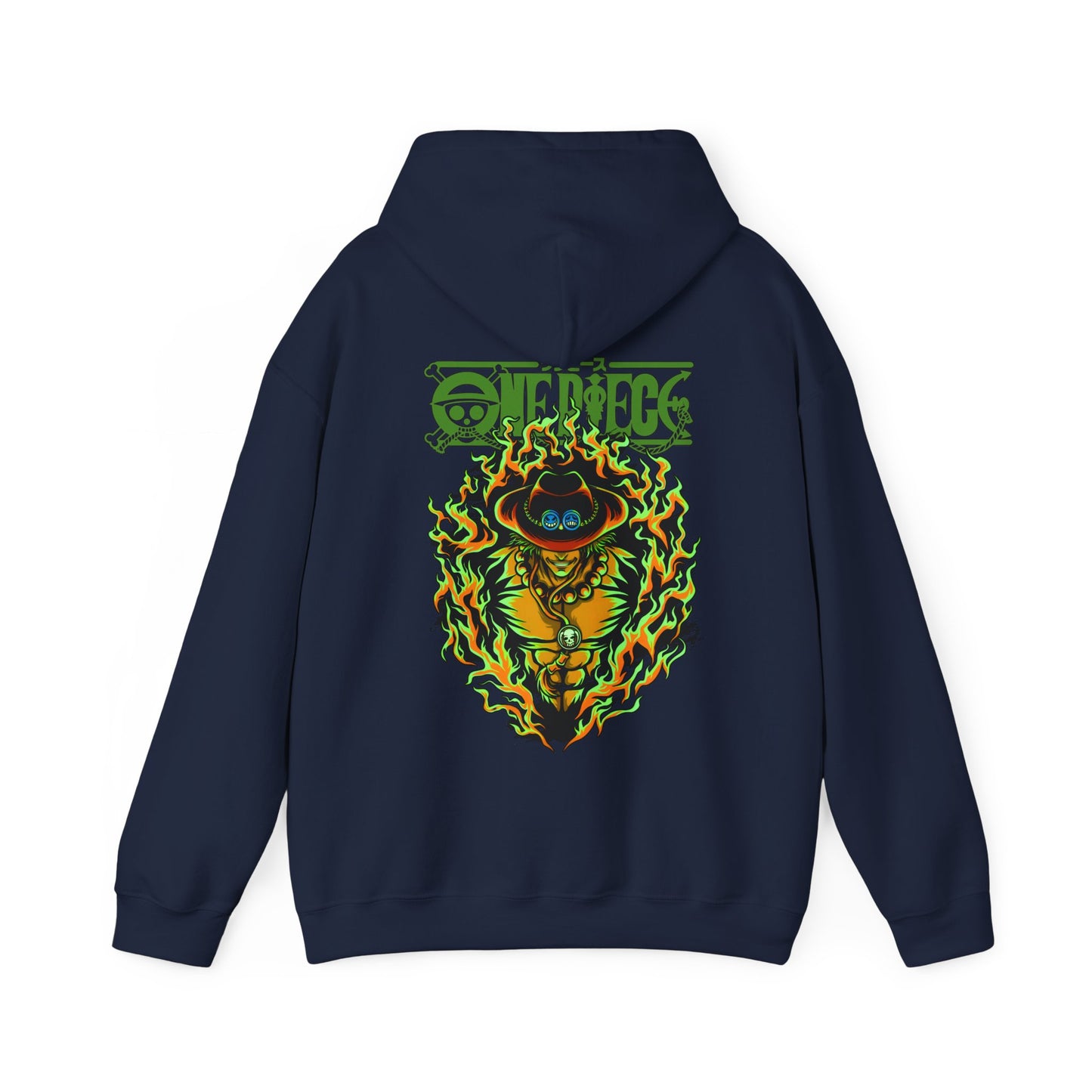 Portgas D. Ace One Piece Back Print Hoodie – 100% Cotton Anime Hoodie for Fire Fist Fans