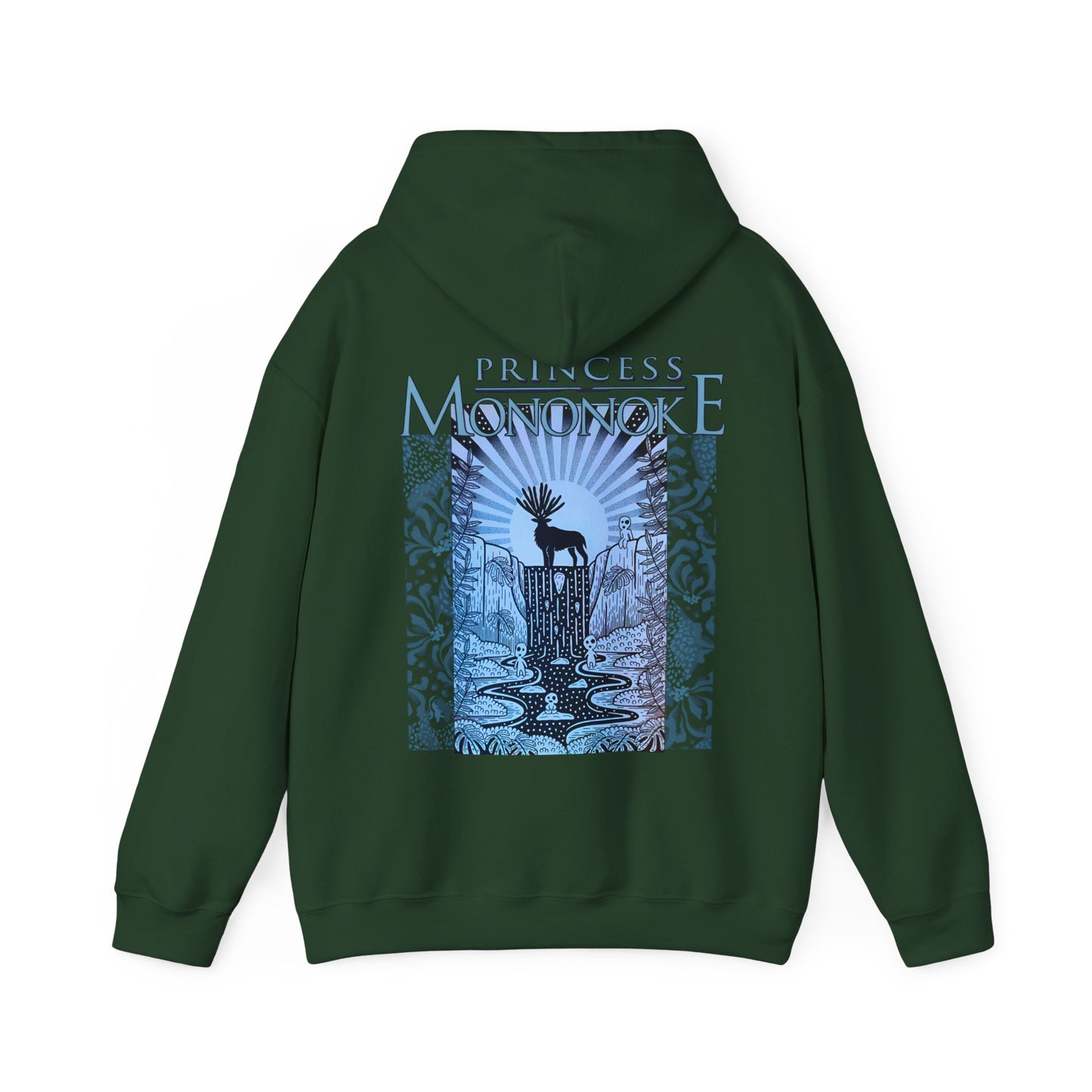 Mononoke Princess Forest Spirit Back Print Hoodie – 100% Cotton Studio Ghibli Anime Sweatshirt