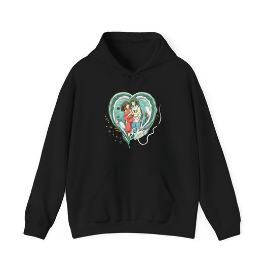Chihiro and Haku Love Hoodie – 100% Cotton Spirited Away Anime Hoodie for Studio Ghibli Fans