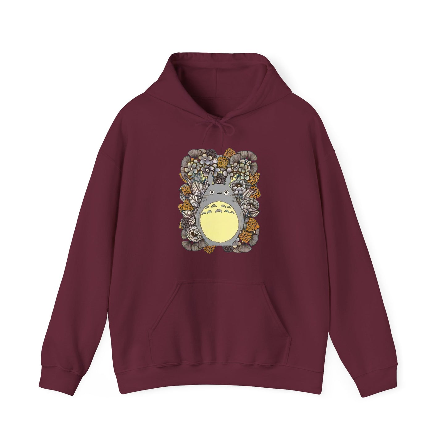 Totoro Plants Hoodie – 100% Cotton Studio Ghibli Hoodie with Totoro and Nature Design
