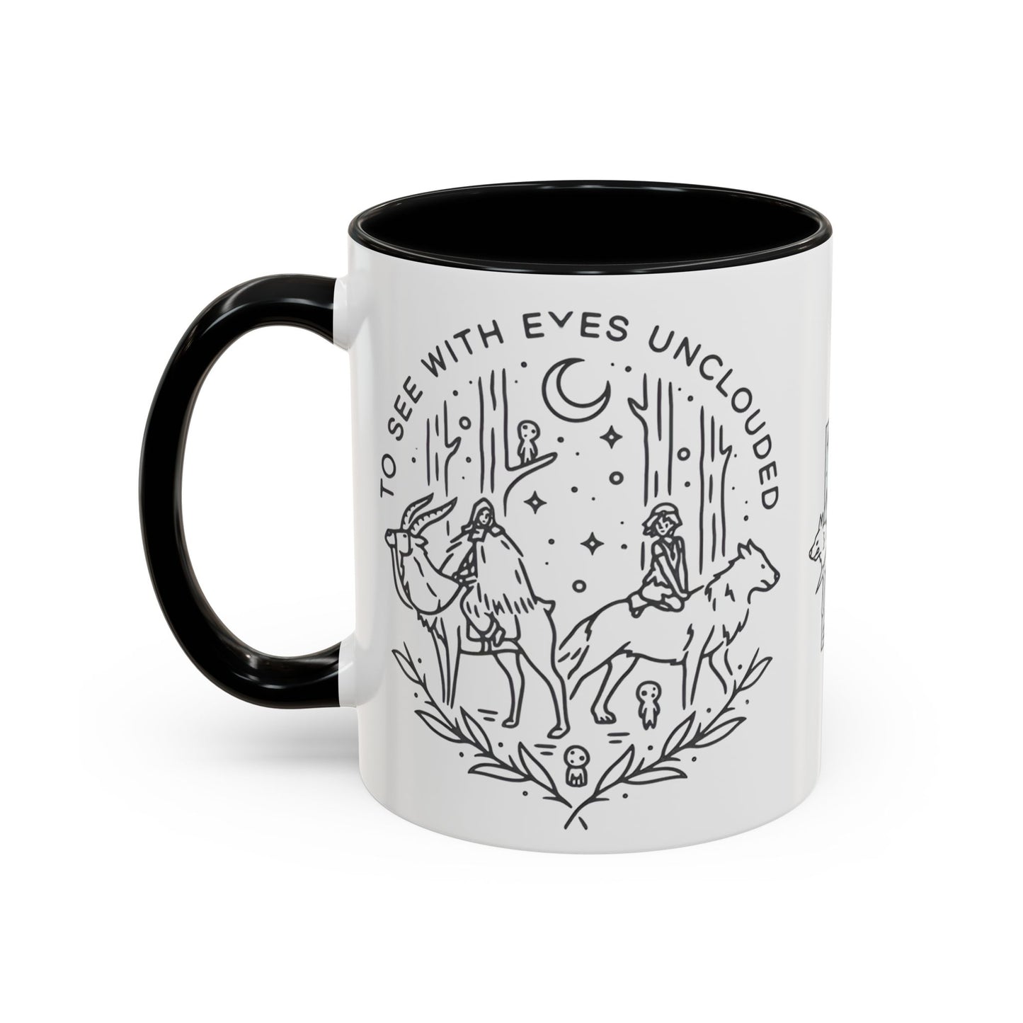 Princess Mononoke Art Accent Mug – Studio Ghibli Coffee Cup with Colored Handle – 11oz & 15oz Ceramic Anime Gift