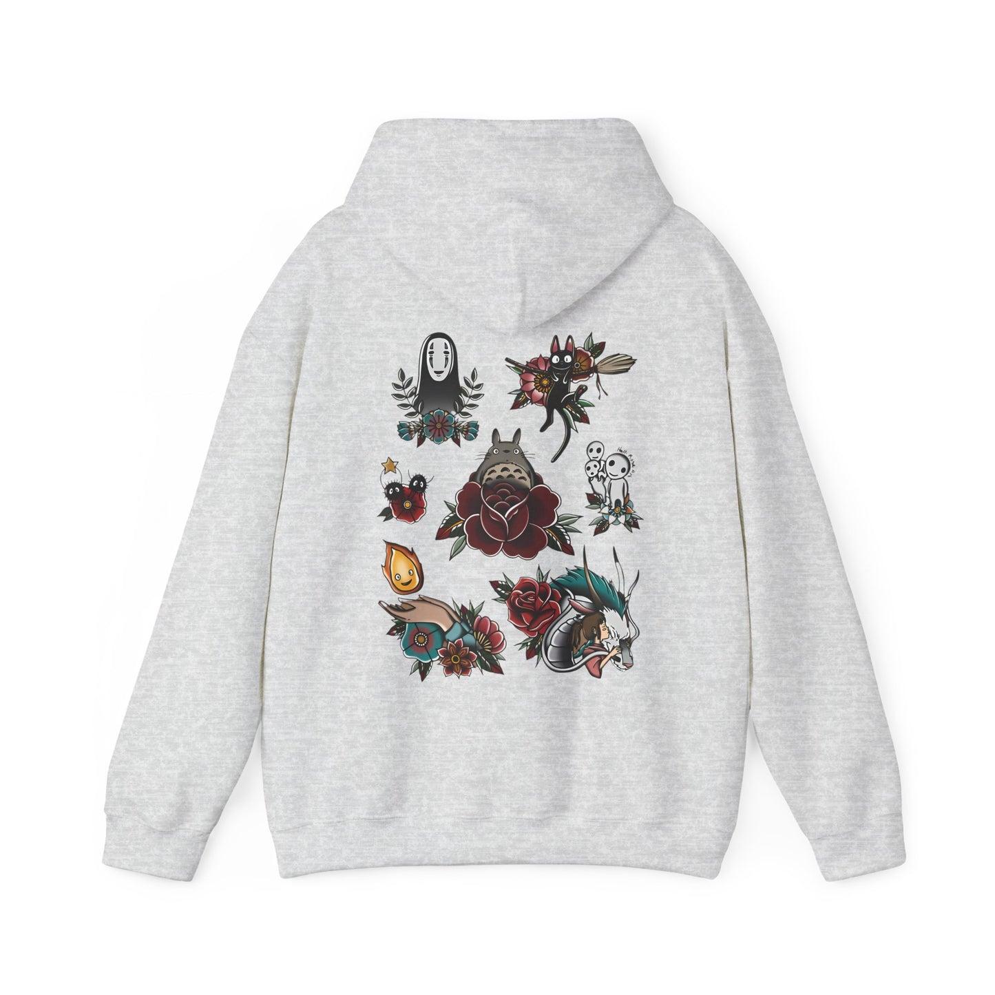 Studio Ghibli Characters Back Print Hoodie – 100% Cotton Anime Pullover Featuring Iconic Ghibli Designs