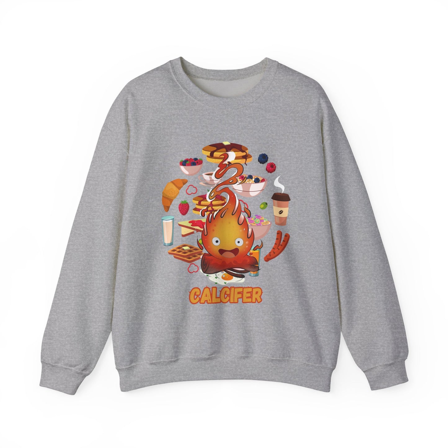 Calcifer Breakfast Demon Sweatshirt – 100% Cotton Cozy Anime Pullover for Ghibli Fans