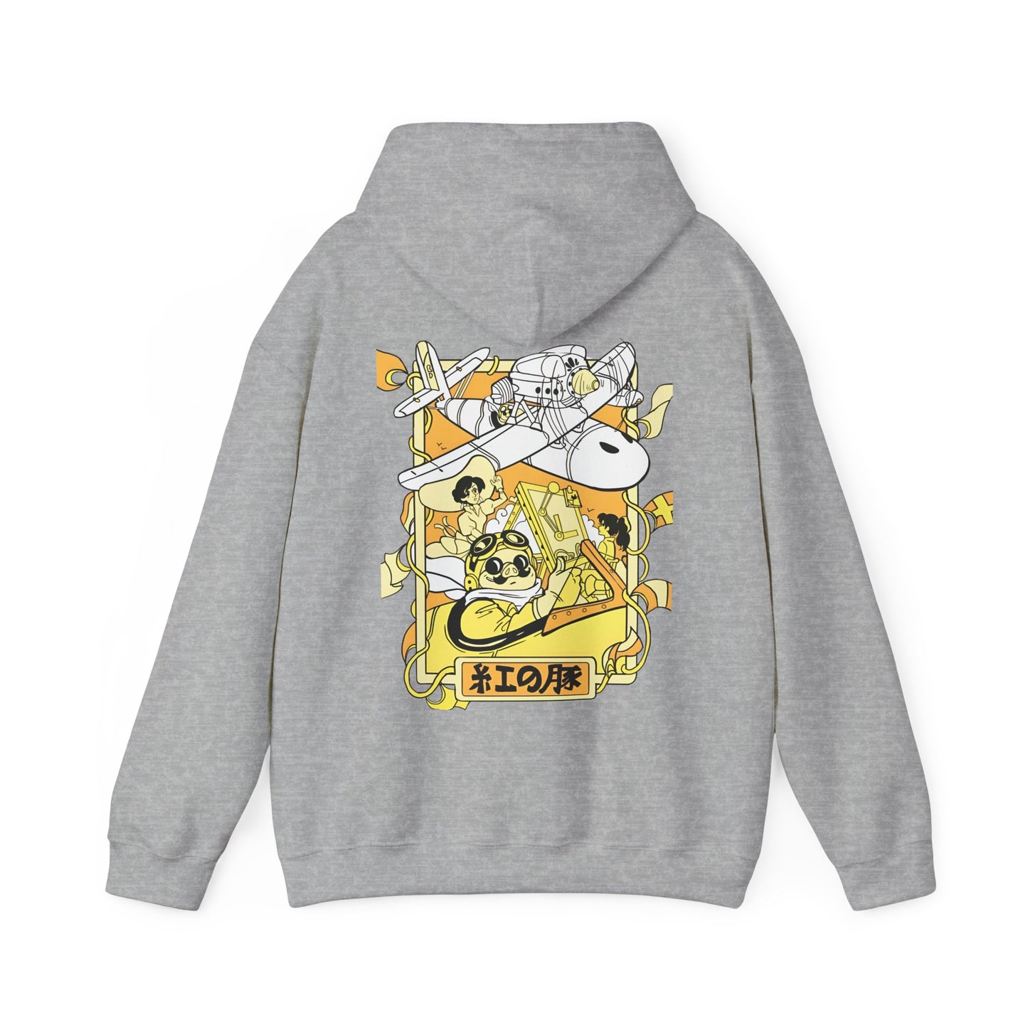 Porco Rosso Back Print Hoodie – 100% Cotton Studio Ghibli Vintage Anime Hoodie