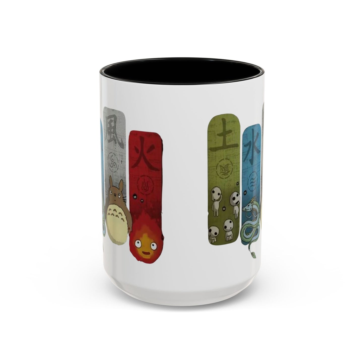 Studio Ghibli Figures Accent Mug – 11oz & 15oz Color Handle Anime Cup – Ghibli Character Coffee Mug for Fans