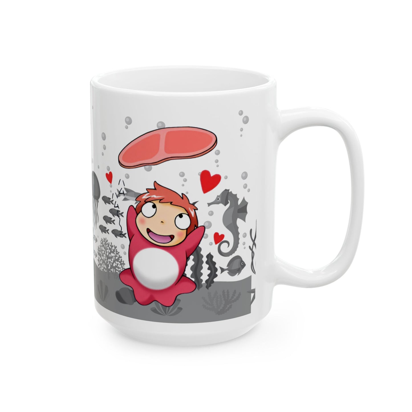 Ponyo Ham Mug – Cute Studio Ghibli Coffee Cup – 11oz & 15oz Anime Drinkware Gift