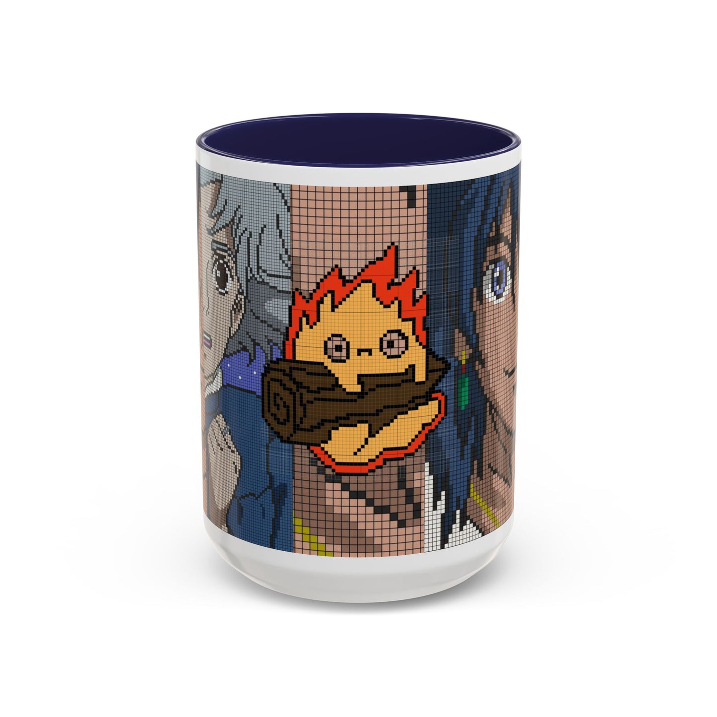 Howl's Moving Castle Pixel Accent Mug – Retro Anime Color Handle Cup 11oz & 15oz – Studio Ghibli Coffee Gift