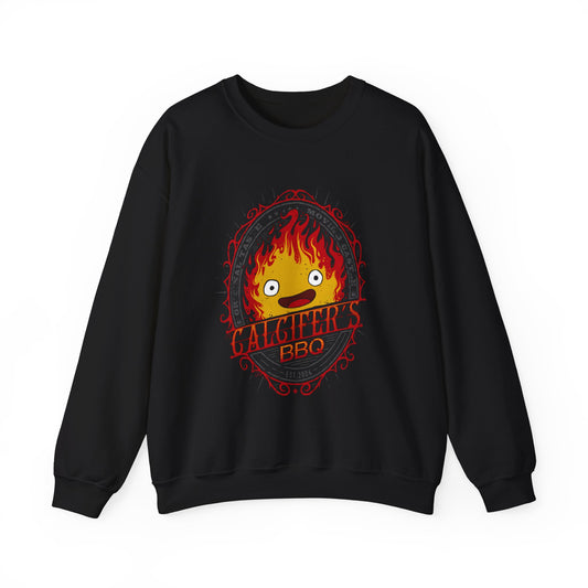 Calcifer BBQ Demon Flame Sweatshirt – 100% Cotton Studio Ghibli Cozy Anime Pullover