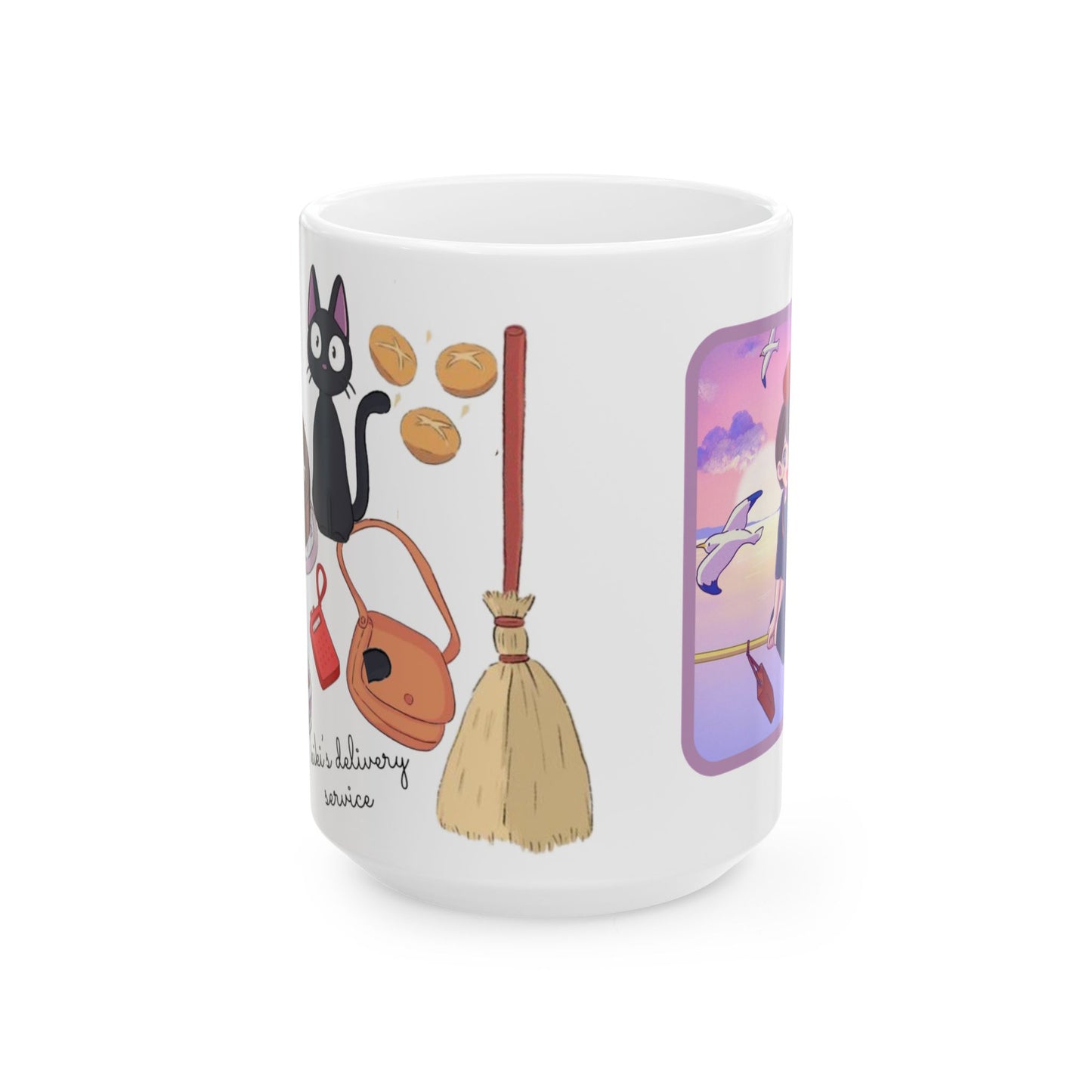 Jiji Funny Mug – Kiki’s Delivery Service Coffee Cup 11oz & 15oz – Cute & Humorous Ghibli Cat Anime Gift