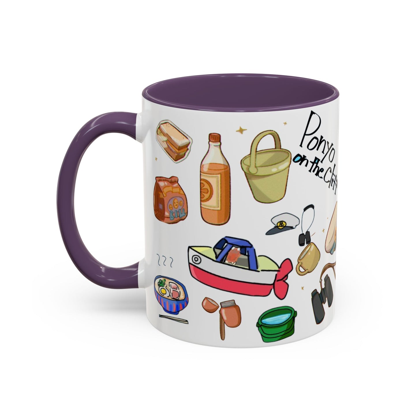 Ponyo Accent Mug – Studio Ghibli Collage Color Handle Cup 11oz & 15oz – Cute Anime Ocean Gift for Fans