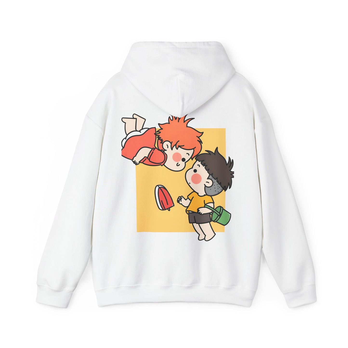 Ponyo & Sosuke Back Print Hoodie – 100% Cotton Gildan 18500 | Studio Ghibli Anime