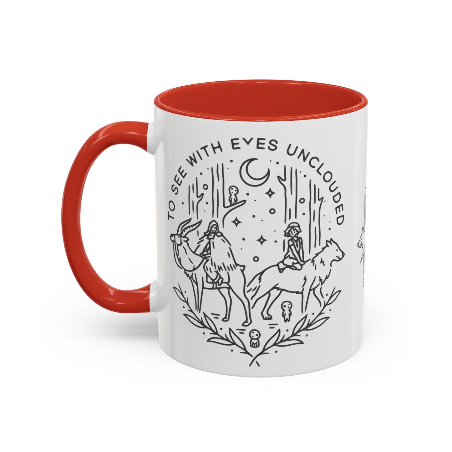 Princess Mononoke Art Accent Mug – Studio Ghibli Coffee Cup with Colored Handle – 11oz & 15oz Ceramic Anime Gift
