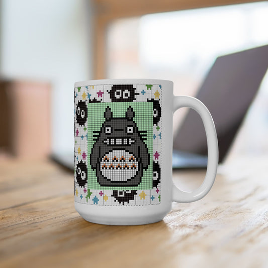My Neighbor Totoro Pixel Mug – Studio Ghibli Retro Anime Cup 11oz & 15oz – Cute Pixel Art Coffee Gift