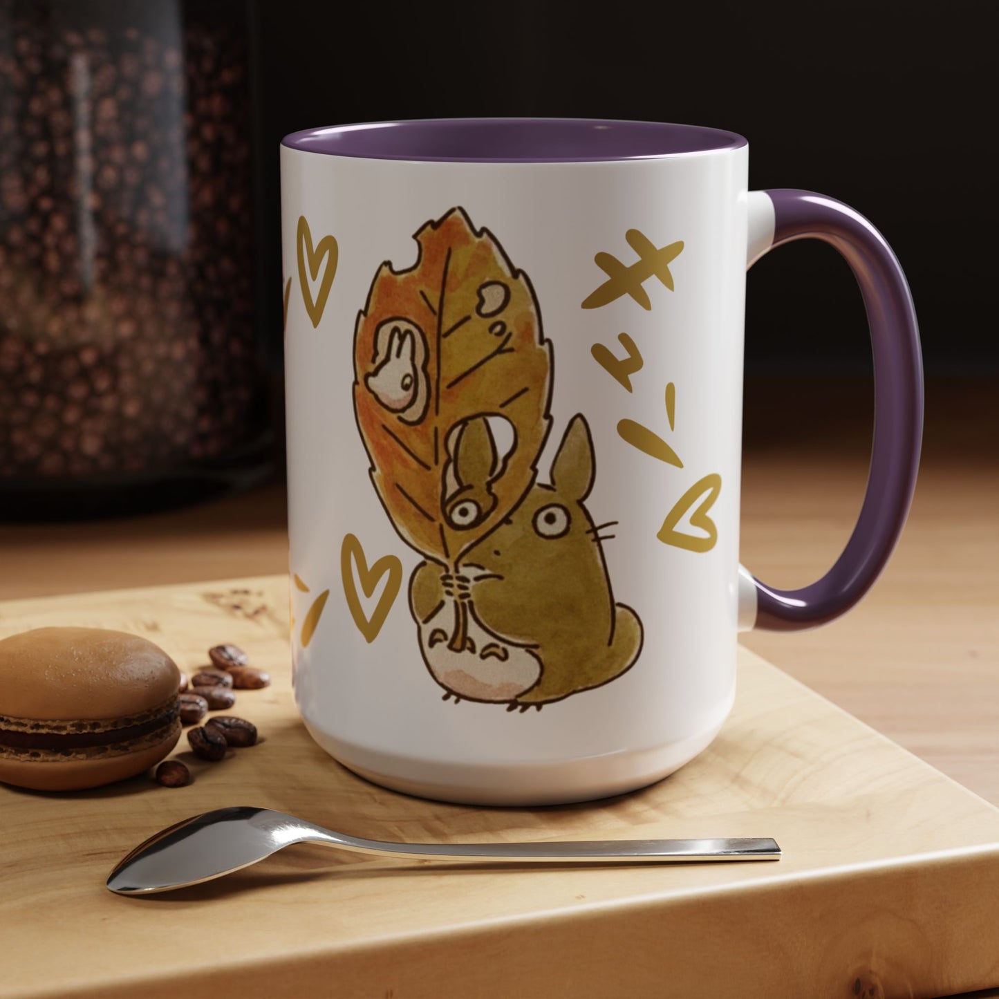 Cute Totoro Accent Mug – Studio Ghibli Color Handle Cup 11oz & 15oz – Kawaii Anime Coffee Mug Gift