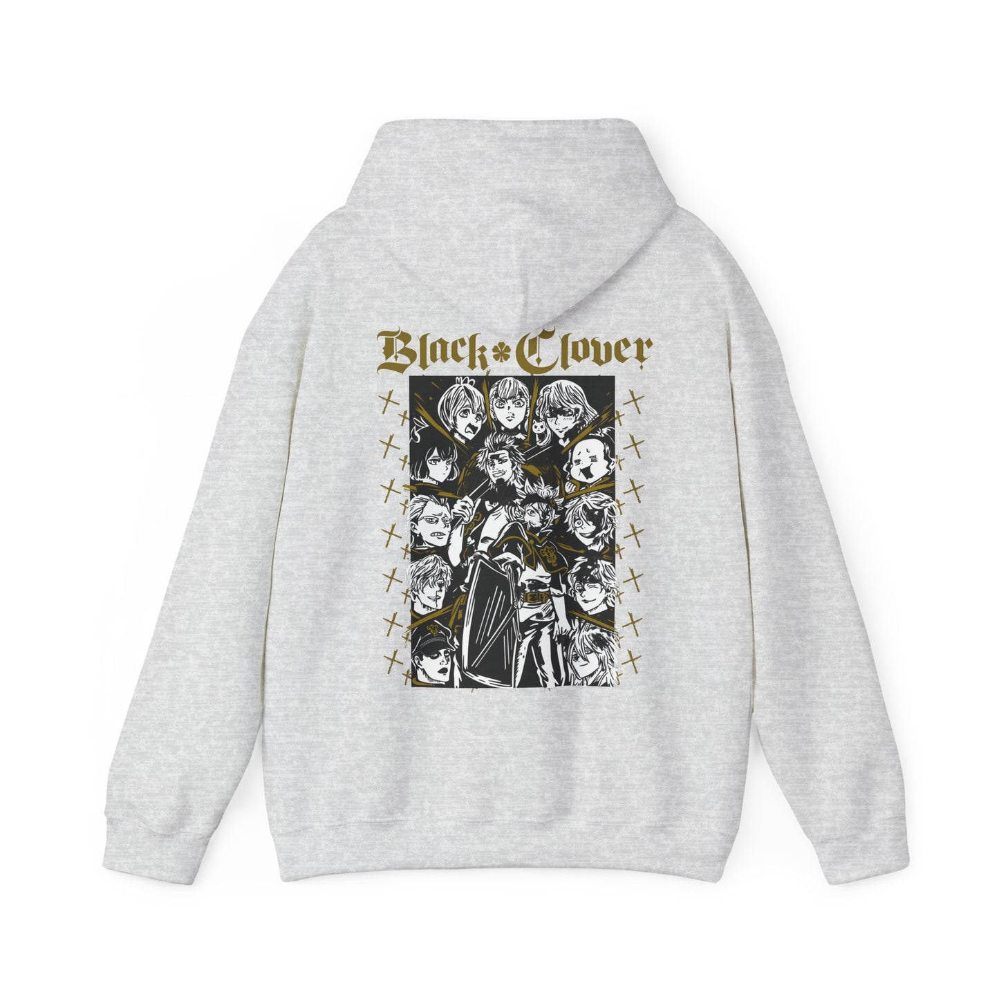 Black Clover Back Print Hoodie – 100% Cotton Anime Sweatshirt with Asta, Yuno & Noelle – Stylish Back Graphic Pullover