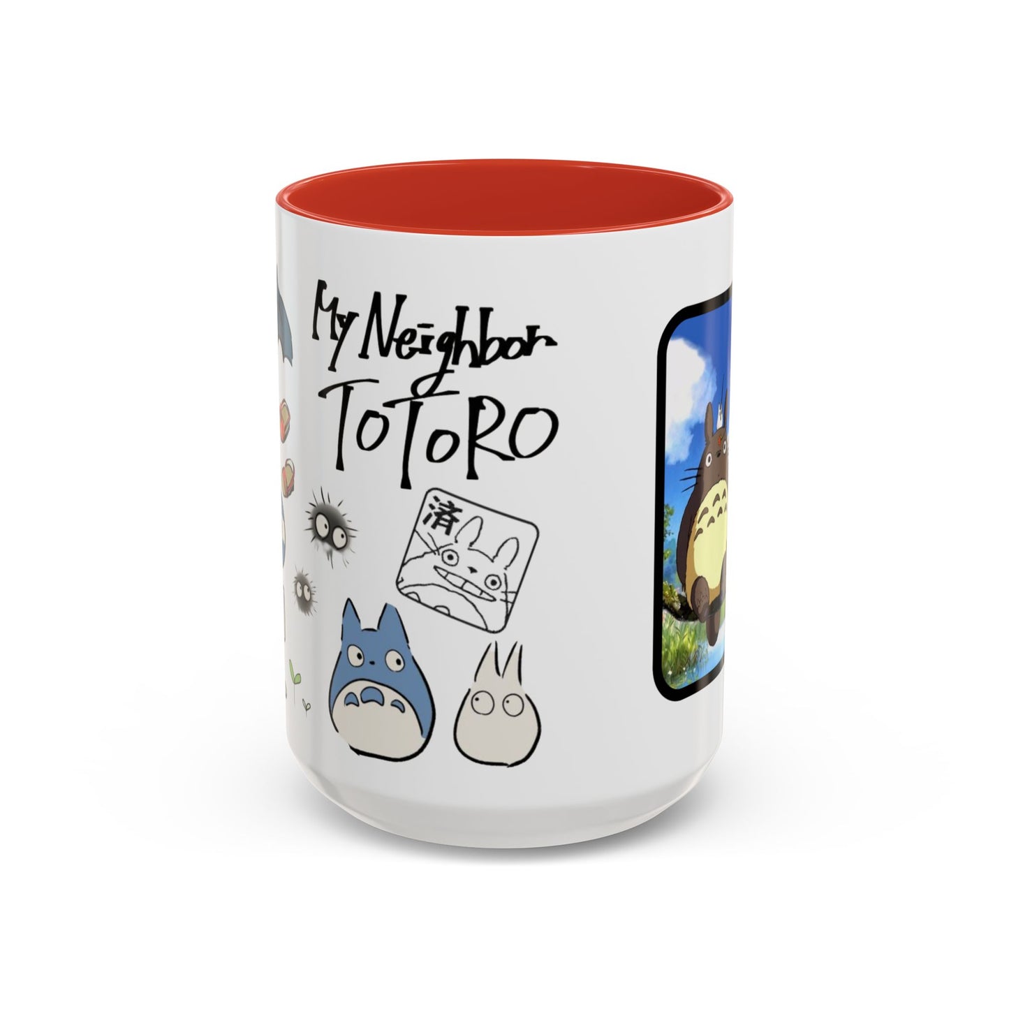 My Neighbor Totoro Accent Mug – Ghibli Collage Color Handle Cup 11oz & 15oz – Cute Anime Coffee Mug Gift
