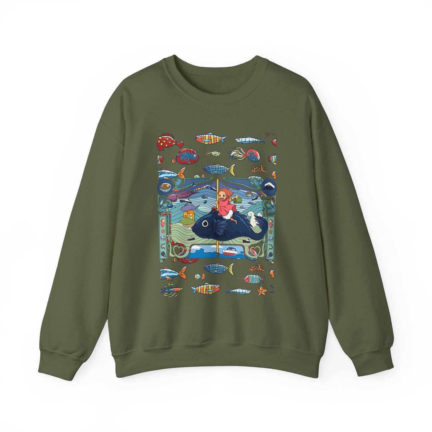 Ponyo Sea Love Sweatshirt – 100% Cotton Studio Ghibli Pullover for Anime and Ocean Lovers