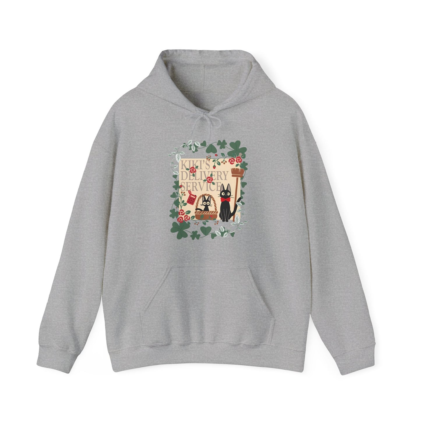 Kiki’s Delivery Service Hoodie – 100% Cotton Studio Ghibli Hoodie with Kiki and Jiji Design