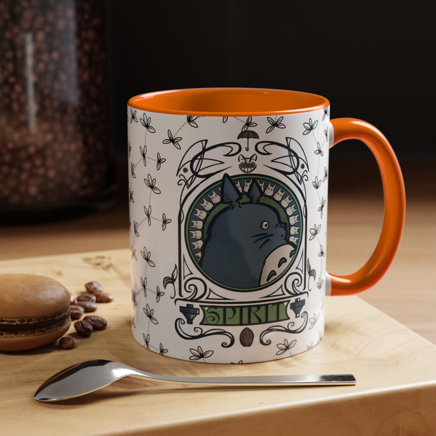 Totoro Spirited Ghibli Accent Handle Mug – 11oz & 15oz Anime Cup – Studio Ghibli Coffee Gift