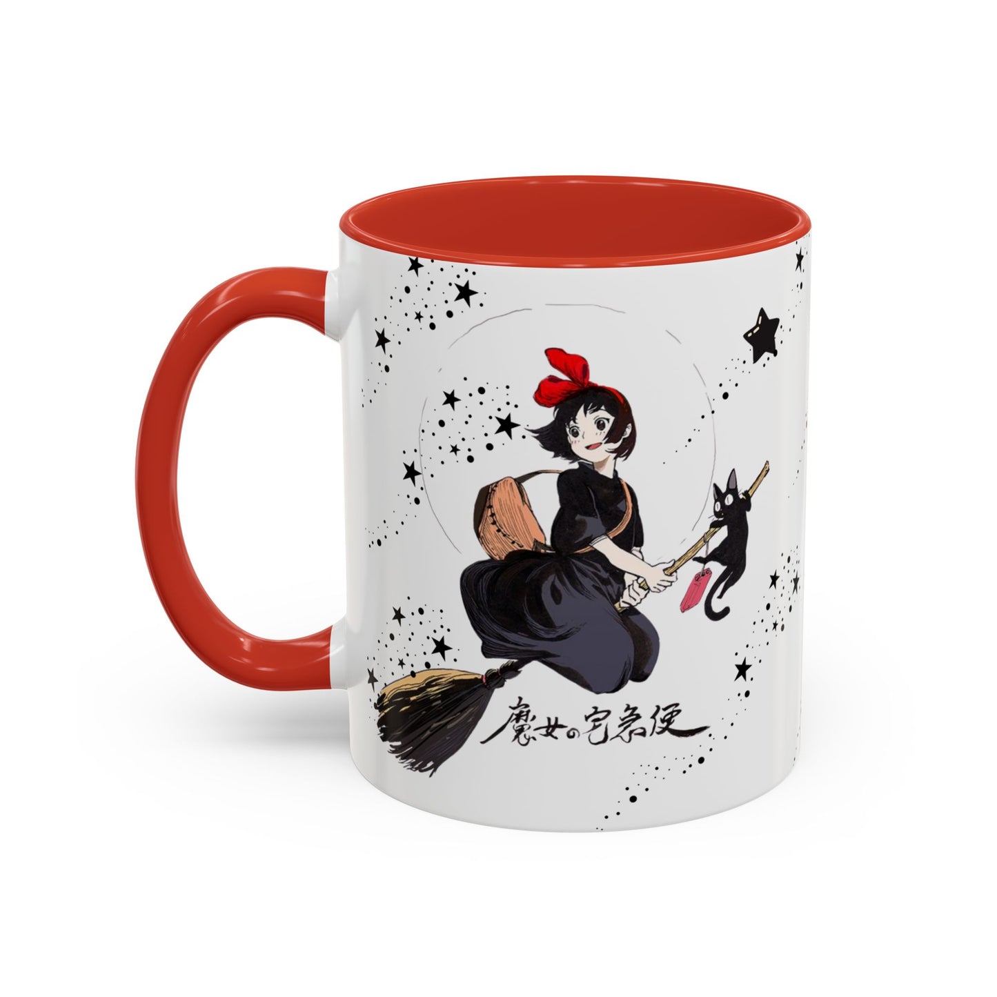 Kiki’s Delivery Service Accent Mug – 11oz & 15oz Ceramic Cup with Colored Handle – Studio Ghibli Anime Gift