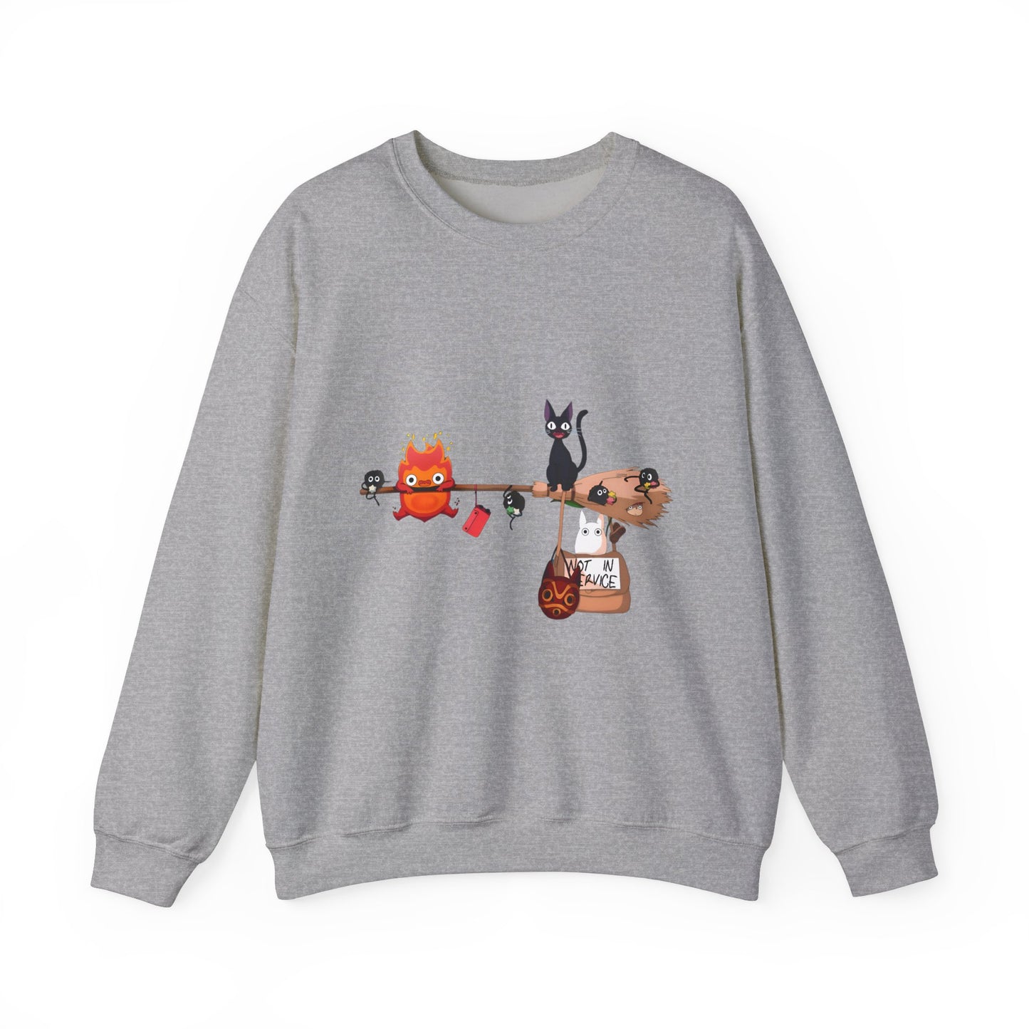 Calcifer Jiji Soot Sprites Sweatshirt – 100% Cotton Studio Ghibli Cozy Anime Pullover