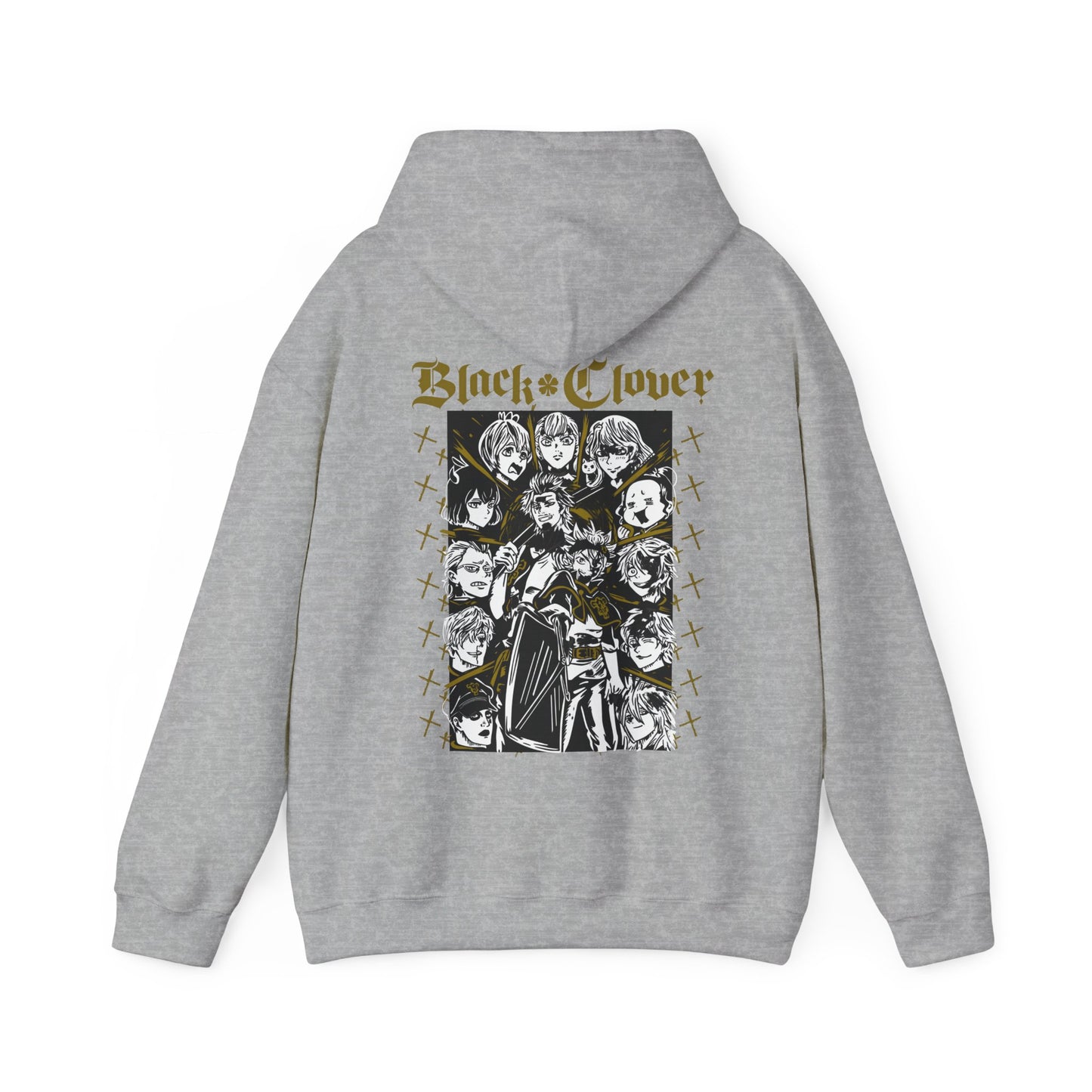 Black Clover Back Print Hoodie – 100% Cotton Anime Sweatshirt with Asta, Yuno & Noelle – Stylish Back Graphic Pullover
