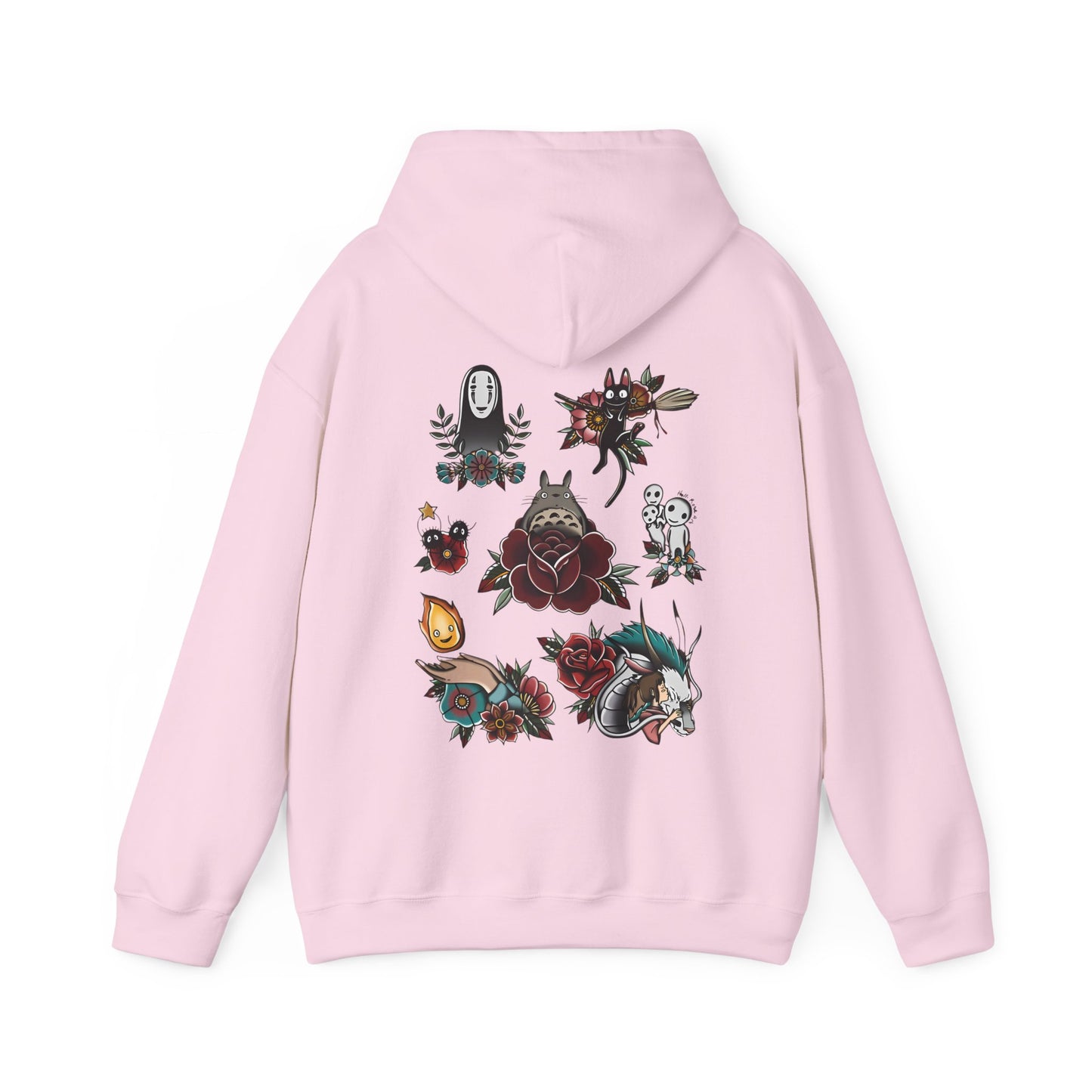 Studio Ghibli Characters Back Print Hoodie – 100% Cotton Anime Pullover Featuring Iconic Ghibli Designs