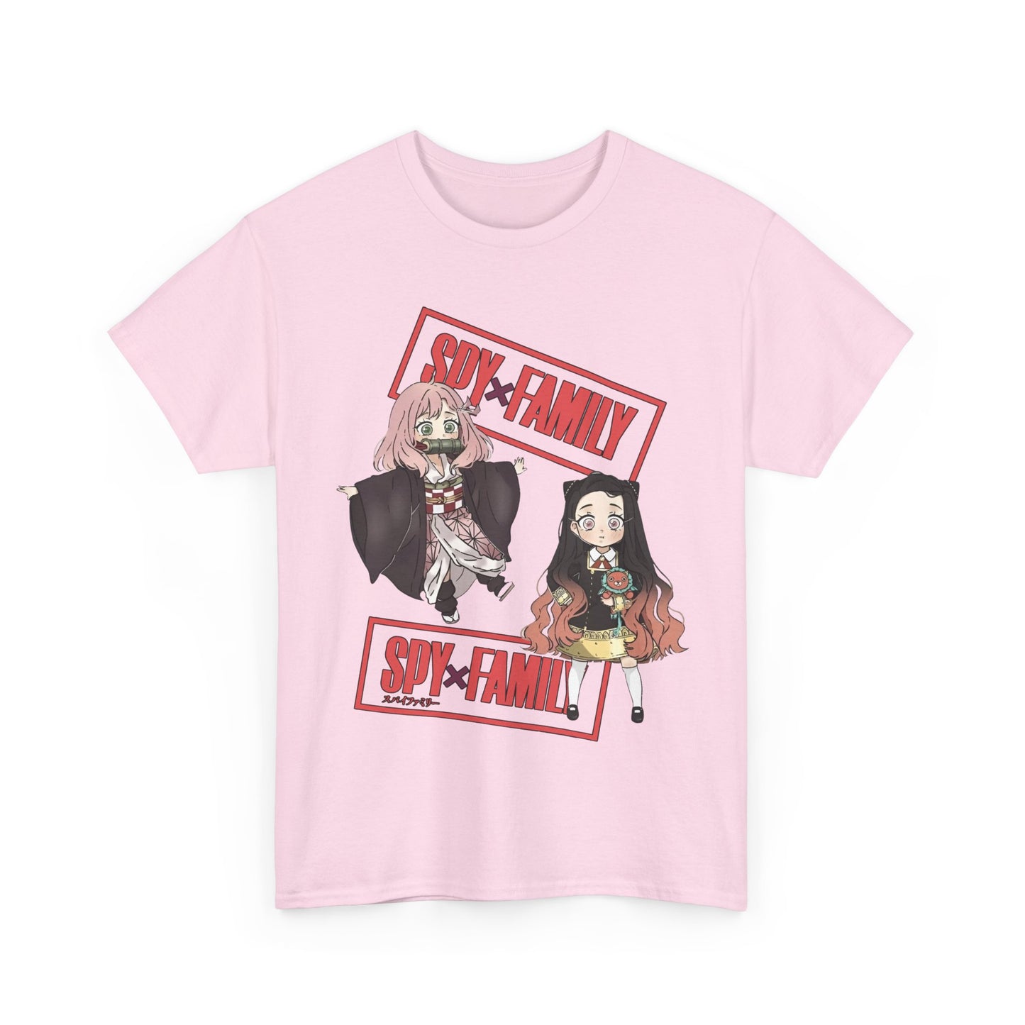 Anya and Nezuko Dolls T-Shirt – 100% Cotton Cute Anime Crossover Shirt for Fans