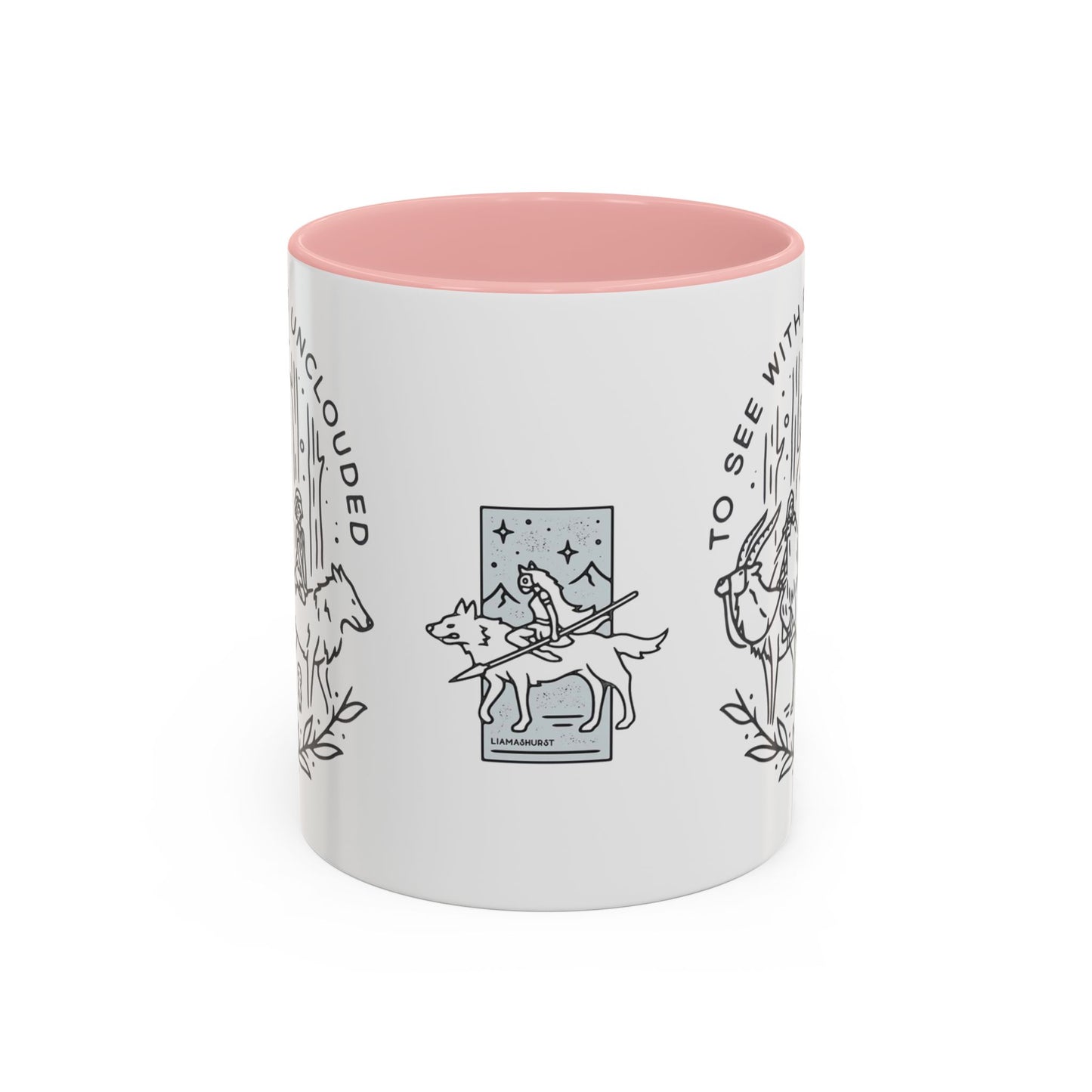 Princess Mononoke Art Accent Mug – Studio Ghibli Coffee Cup with Colored Handle – 11oz & 15oz Ceramic Anime Gift