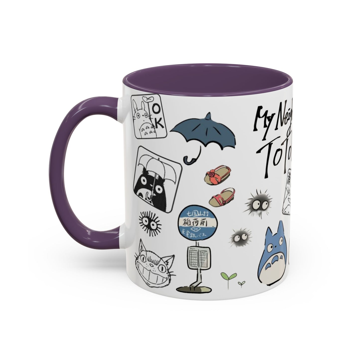 My Neighbor Totoro Accent Mug – Ghibli Collage Color Handle Cup 11oz & 15oz – Cute Anime Coffee Mug Gift