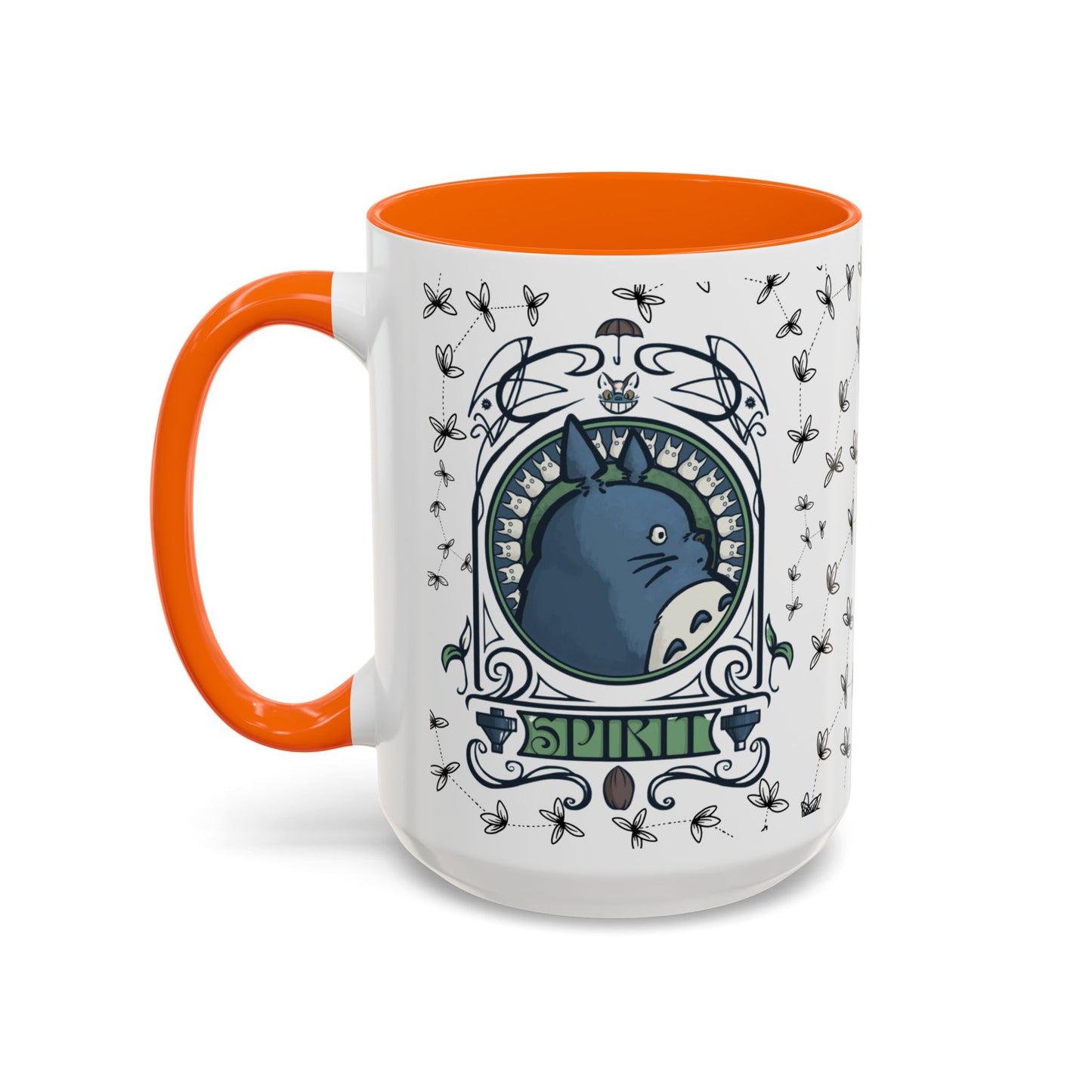 Totoro Spirited Ghibli Accent Handle Mug – 11oz & 15oz Anime Cup – Studio Ghibli Coffee Gift