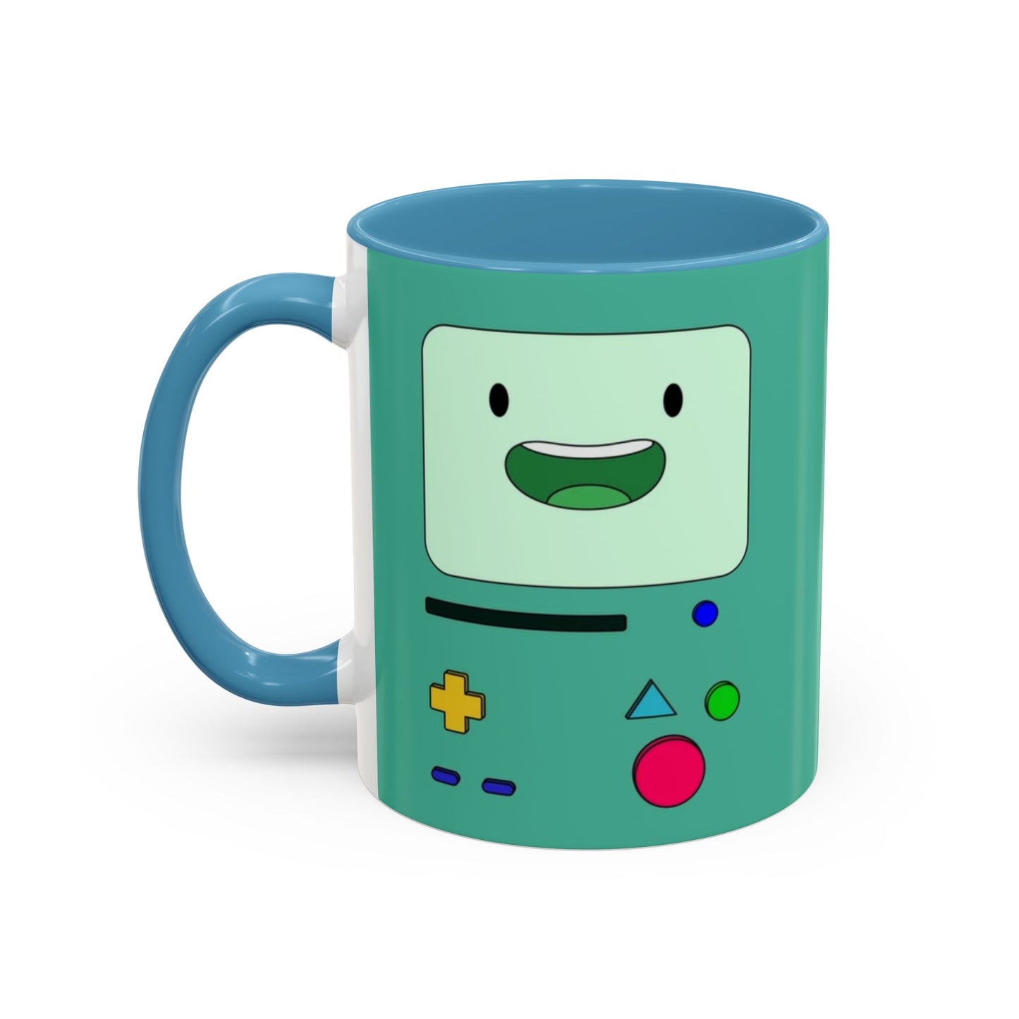 BMO Adventure Time Accent Handle Mug – Colorful Beemo Cup – 11oz & 15oz Ceramic Gift for Cartoon Fans