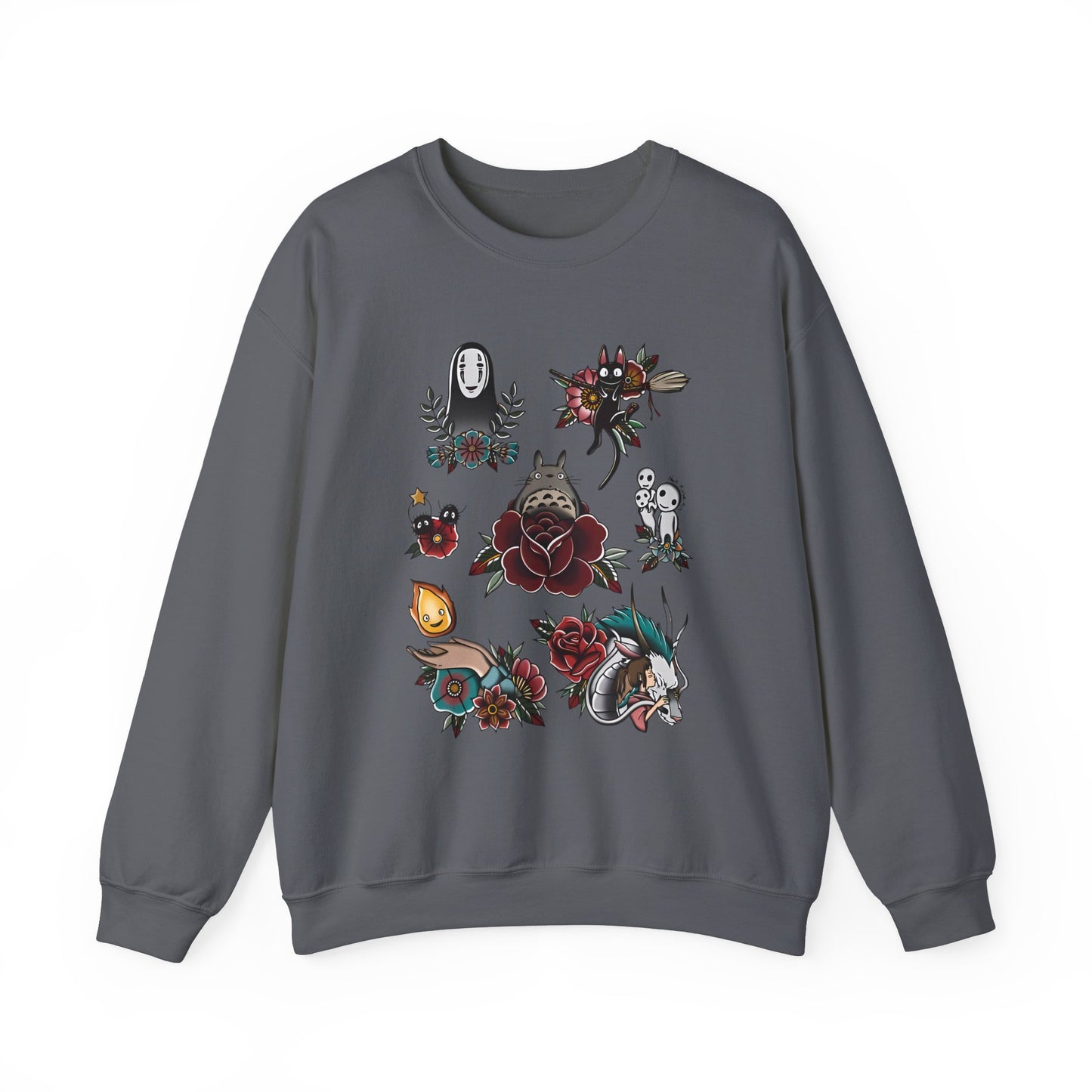 Studio Ghibli Characters Sweatshirt – 100% Cotton Anime Crewneck Featuring Iconic Ghibli Heroes