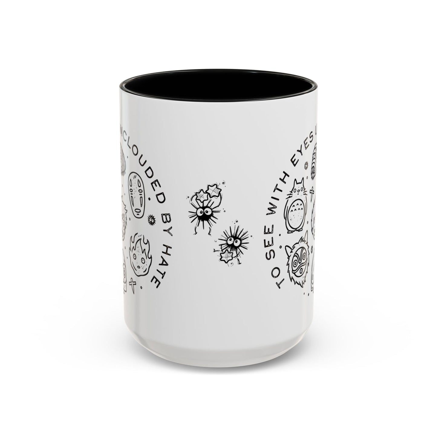 Universe Ghibli Accent Mug – Color Handle Anime Coffee Cup – 11oz & 15oz Studio Ghibli Ceramic Mug Gift