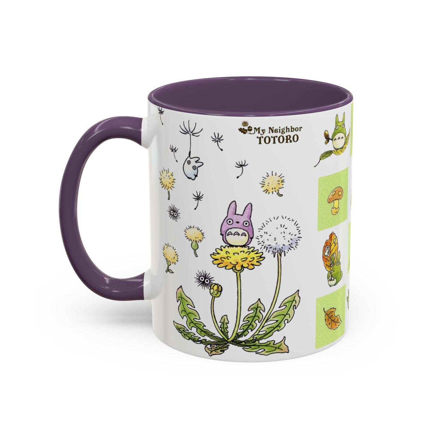 Totoro Green Accent Mug – Studio Ghibli Color Handle Coffee Cup – 11oz & 15oz Ceramic Gift for Anime Fans