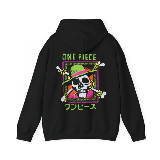 Straw Hat Pirates One Piece Hoodie – 100% Cotton Back Print Pullover for Anime Fans