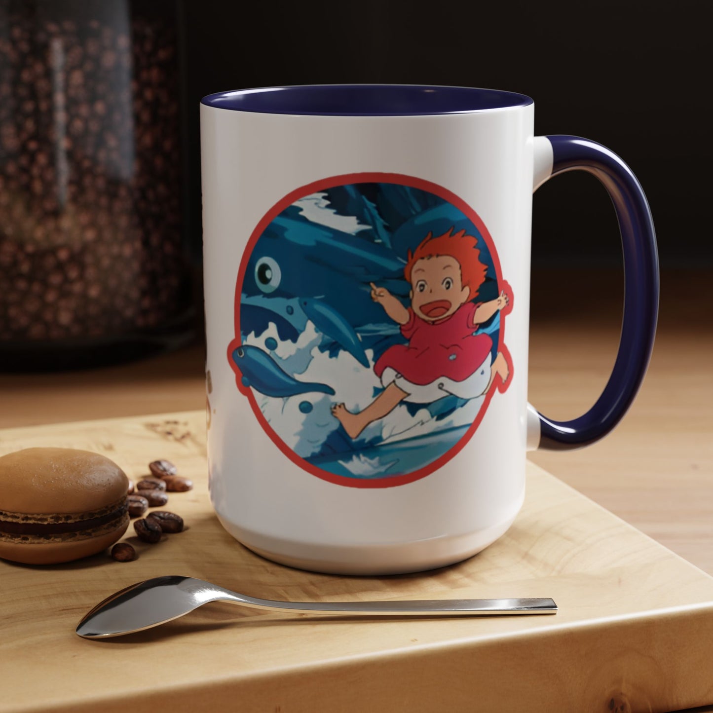 Ponyo Accent Mug – Studio Ghibli Collage Color Handle Cup 11oz & 15oz – Cute Anime Ocean Gift for Fans