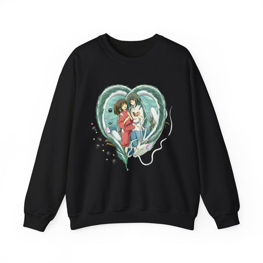 Chihiro and Haku Love Sweatshirt – 100% Cotton Spirited Away Anime Pullover for Studio Ghibli Fans
