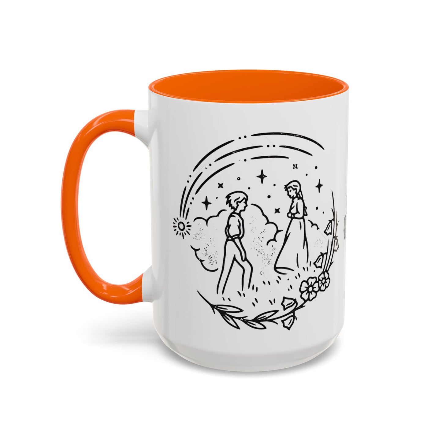Calcifer Accent Mug – Howl’s Moving Castle Cup with Colored Handle – Studio Ghibli Gift 11oz & 15oz
