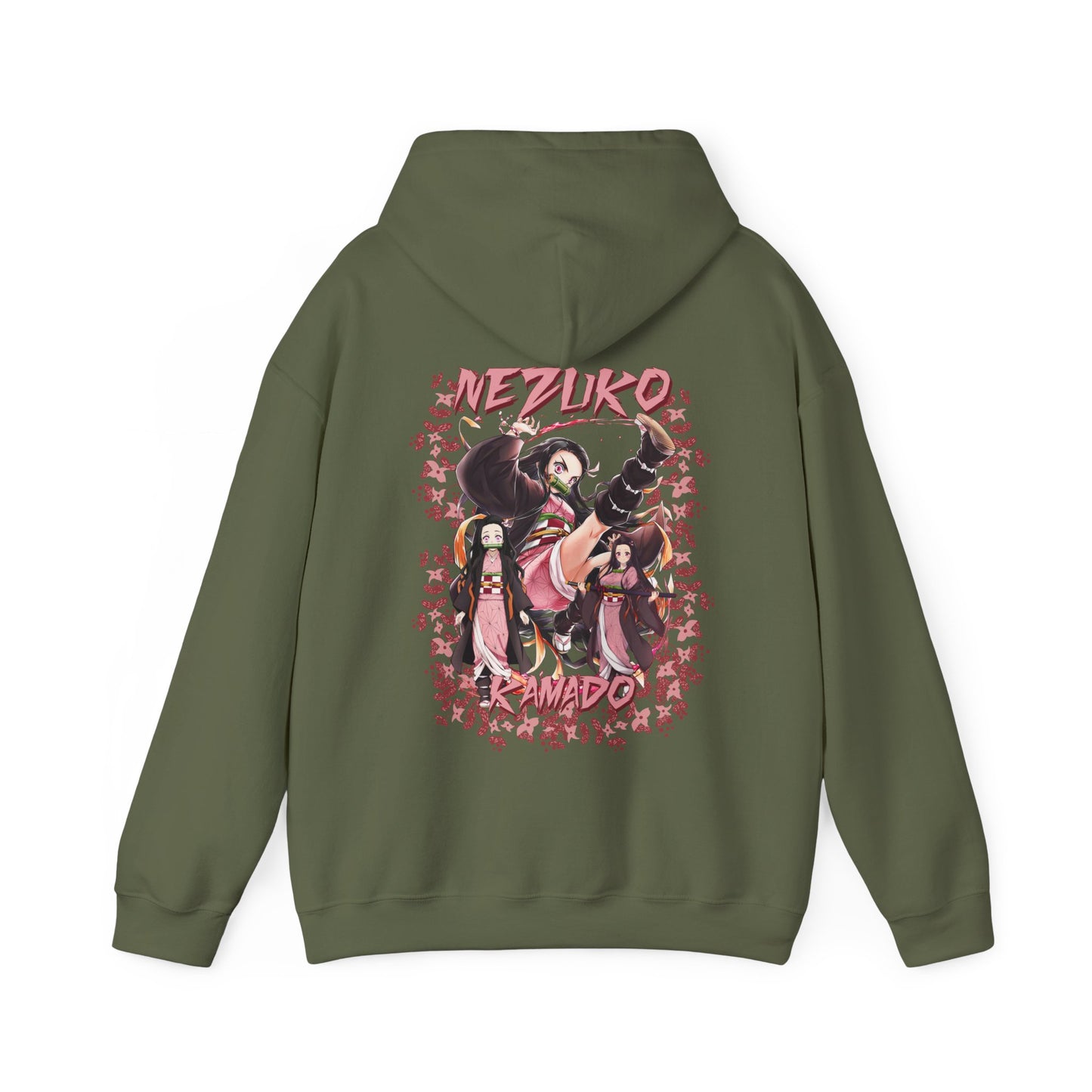 Nezuko Kamado Pink Flowers Back Print Hoodie – 100% Cotton Anime Hoodie for Demon Slayer Fans