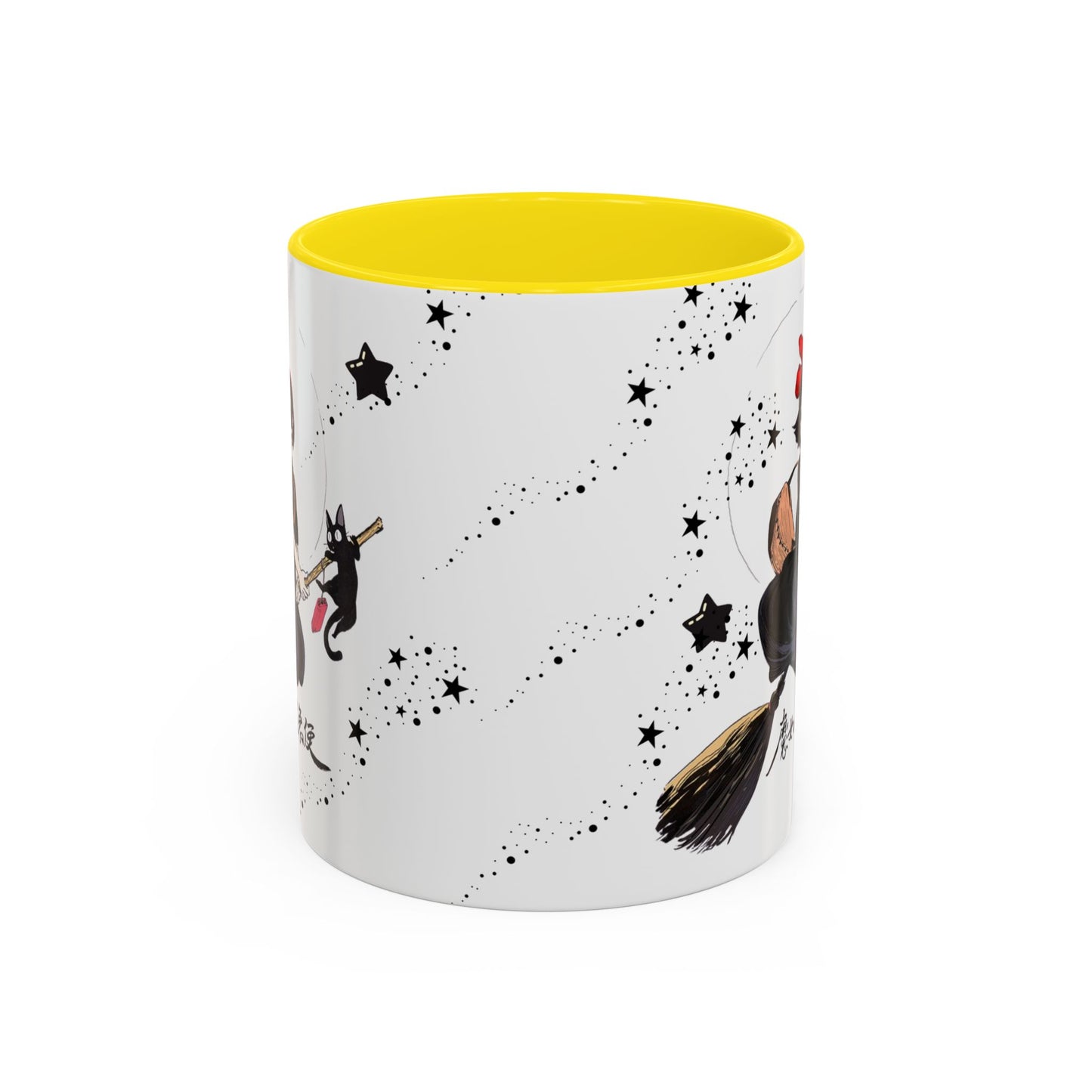 Kiki’s Delivery Service Accent Mug – 11oz & 15oz Ceramic Cup with Colored Handle – Studio Ghibli Anime Gift