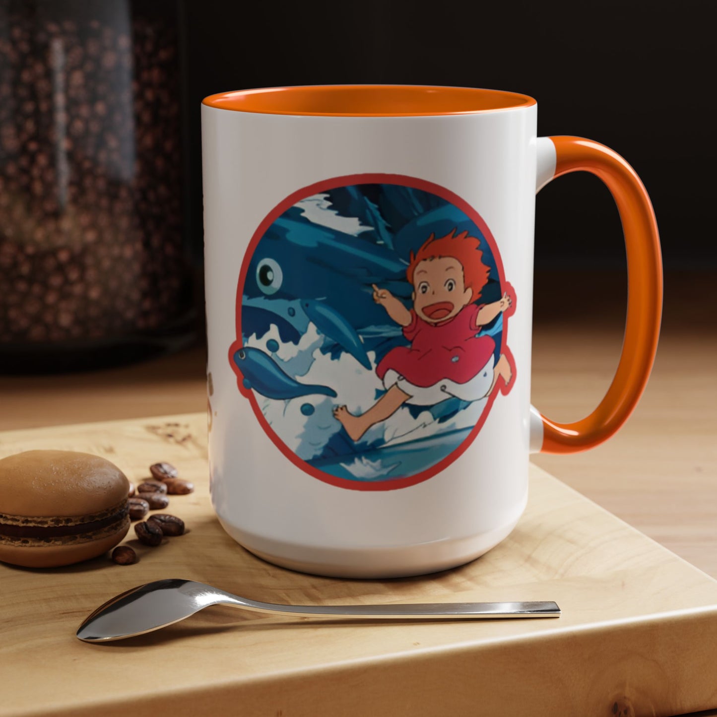 Ponyo Accent Mug – Studio Ghibli Collage Color Handle Cup 11oz & 15oz – Cute Anime Ocean Gift for Fans