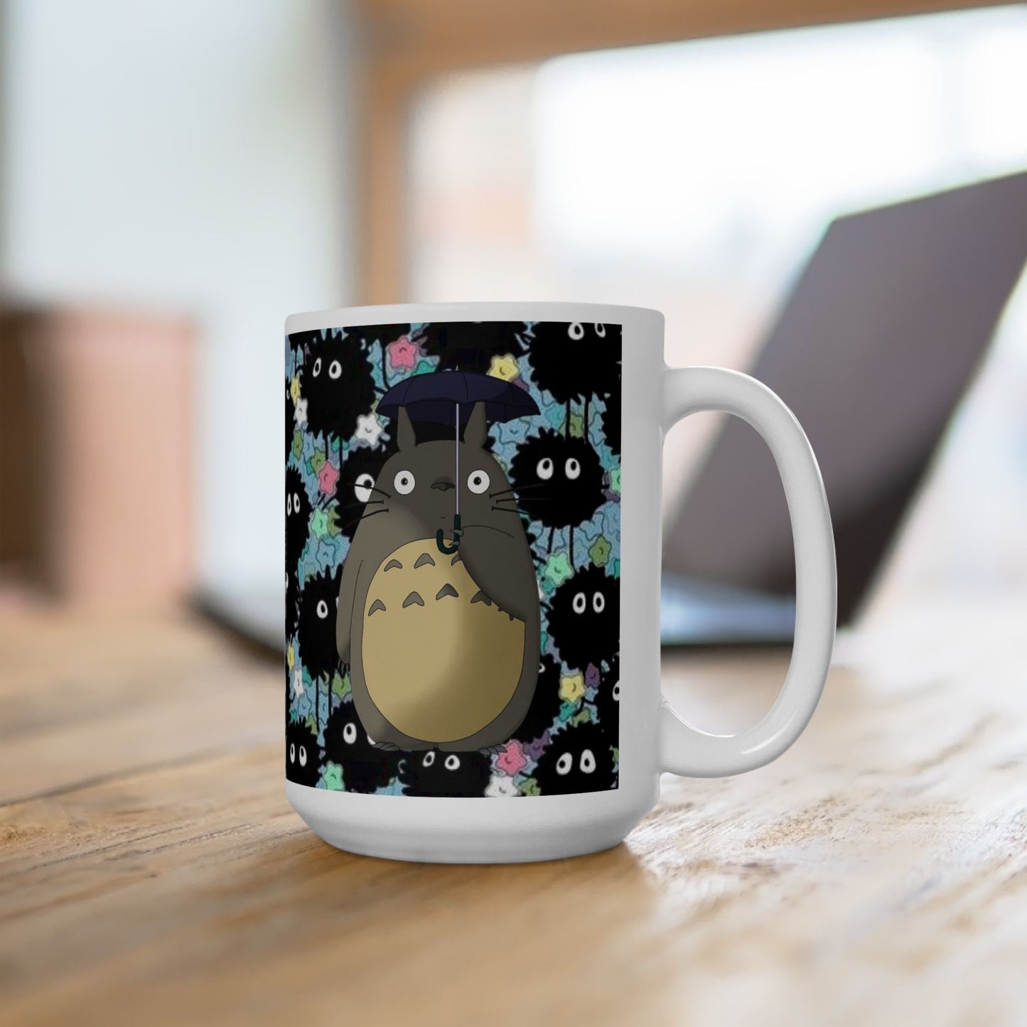 Totoro and Soot Sprites Mug – Studio Ghibli Ceramic Cup – 11oz & 15oz Coffee Mug Gift for Anime Fans
