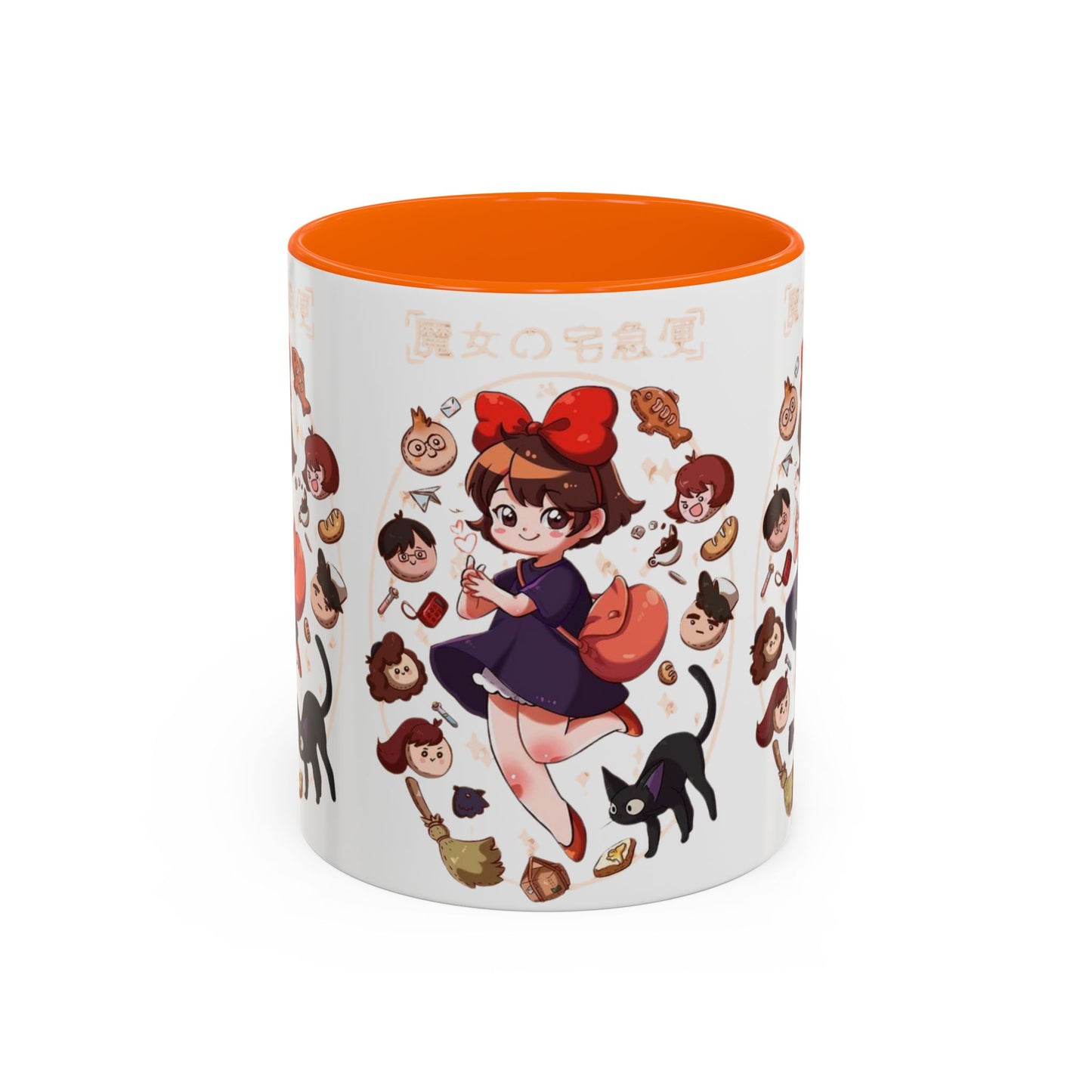 Kiki’s Delivery Service Accent Mug – Stained Glass Anime Cup 11oz & 15oz – Ghibli Inspired Color Handle Mug